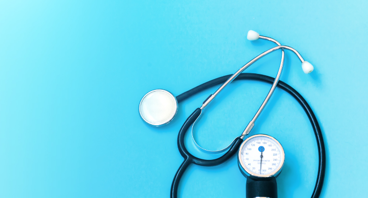 Stethoscope featured on a blue background