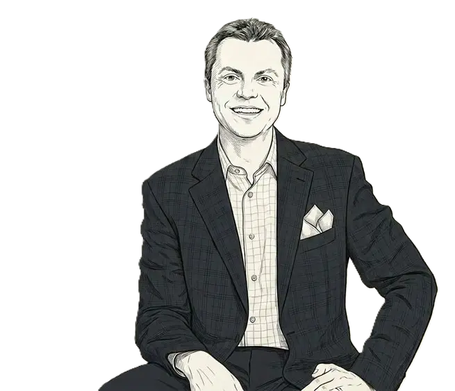 A line drawing of Chris Krzus, CFP, founder and financial advisor at Wolfstone Wealth, located in Wheaton, IL, serving the United States.